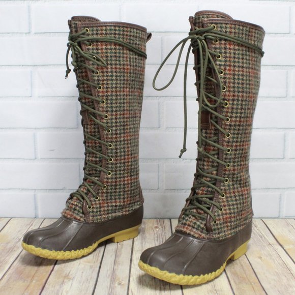 LL BEAN 16 inch Signature Wool Plaid Duck Boots 7 - Picture 3 of 11